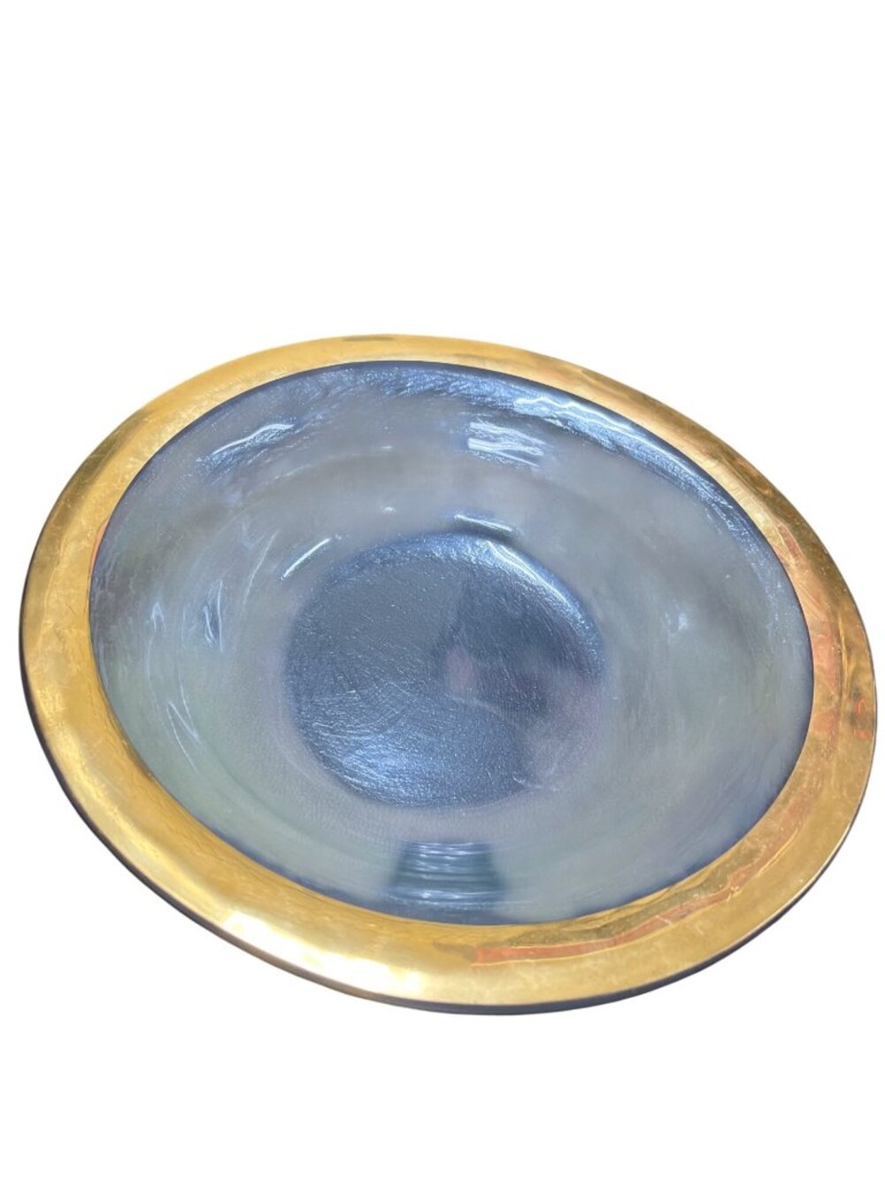 Annie Glass Vtg 1985 round roman 24K gold rim signed 12"x2.5" bowl SKU 10-806